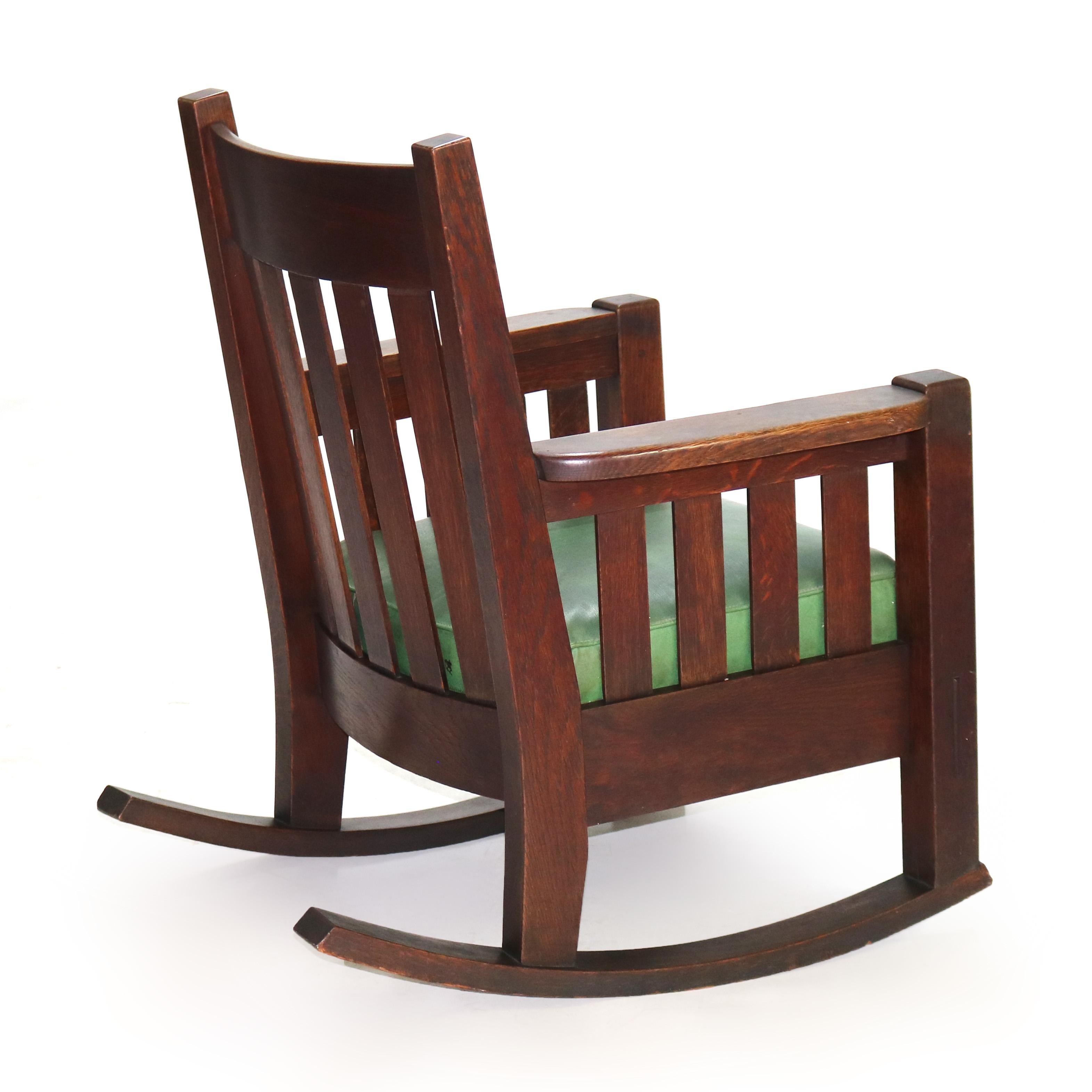 Antique Harden Line Arts & Crafts Mission Oak Rocking Chair c1910 2