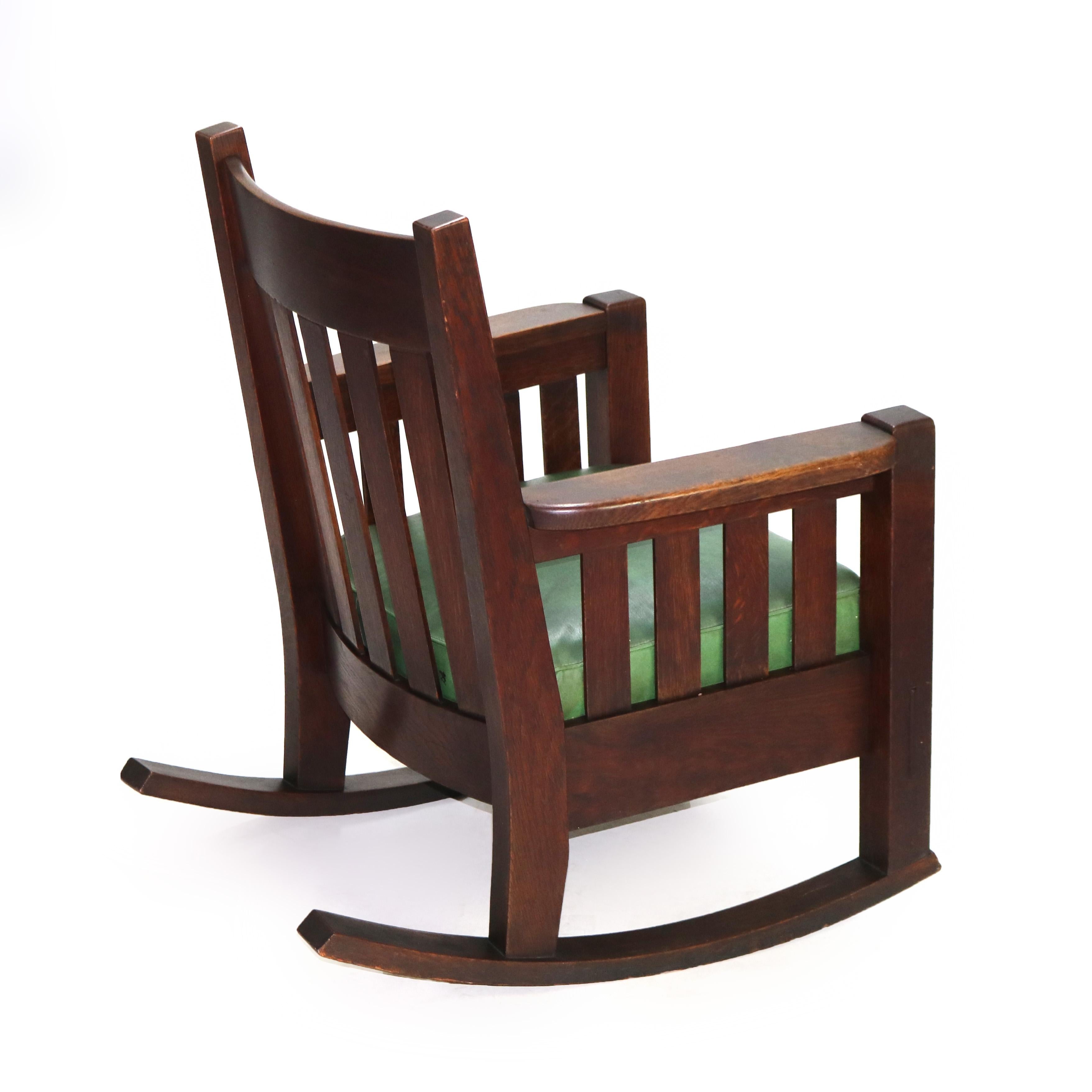 Antique Harden Line Arts & Crafts Mission Oak Rocking Chair c1910 3