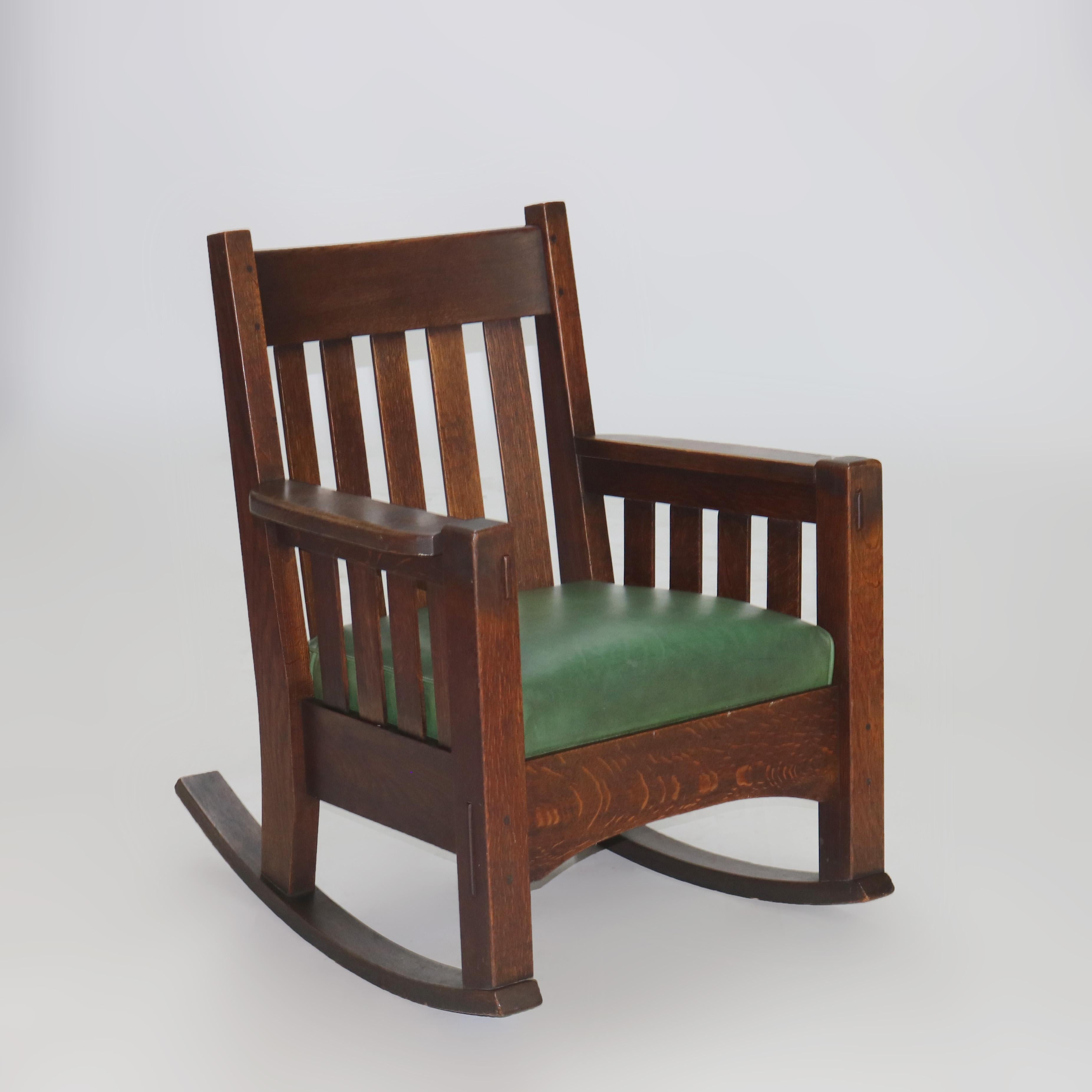 Antique Harden Line Arts & Crafts Mission Oak Rocking Chair c1910 4