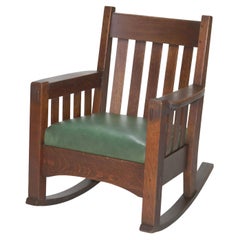 Antique Harden Line Arts & Crafts Mission Oak Rocking Chair c1910
