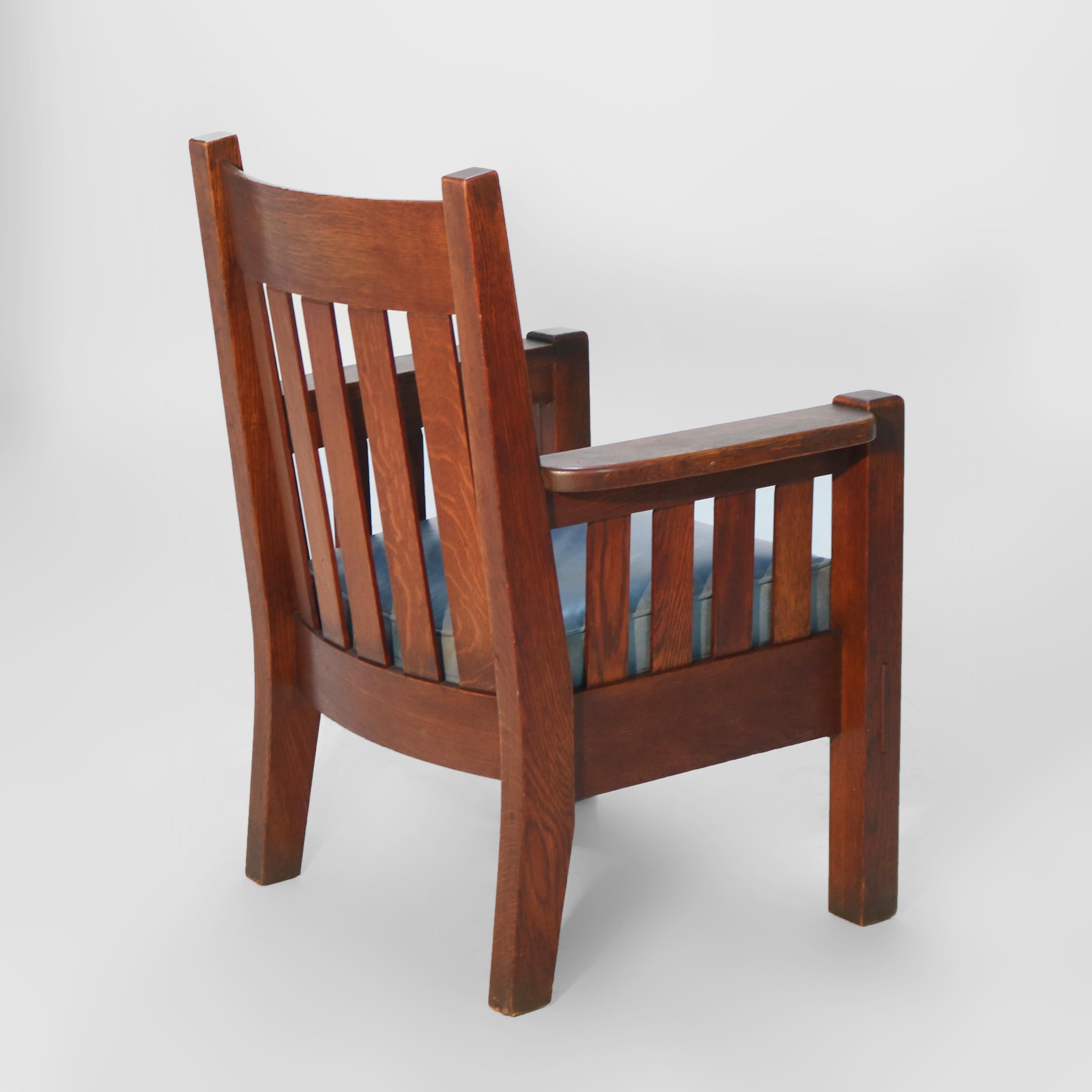 Antique Harden Line Arts & Crafts Mission Oak Slat Back Arm Chair C1910 For Sale 5