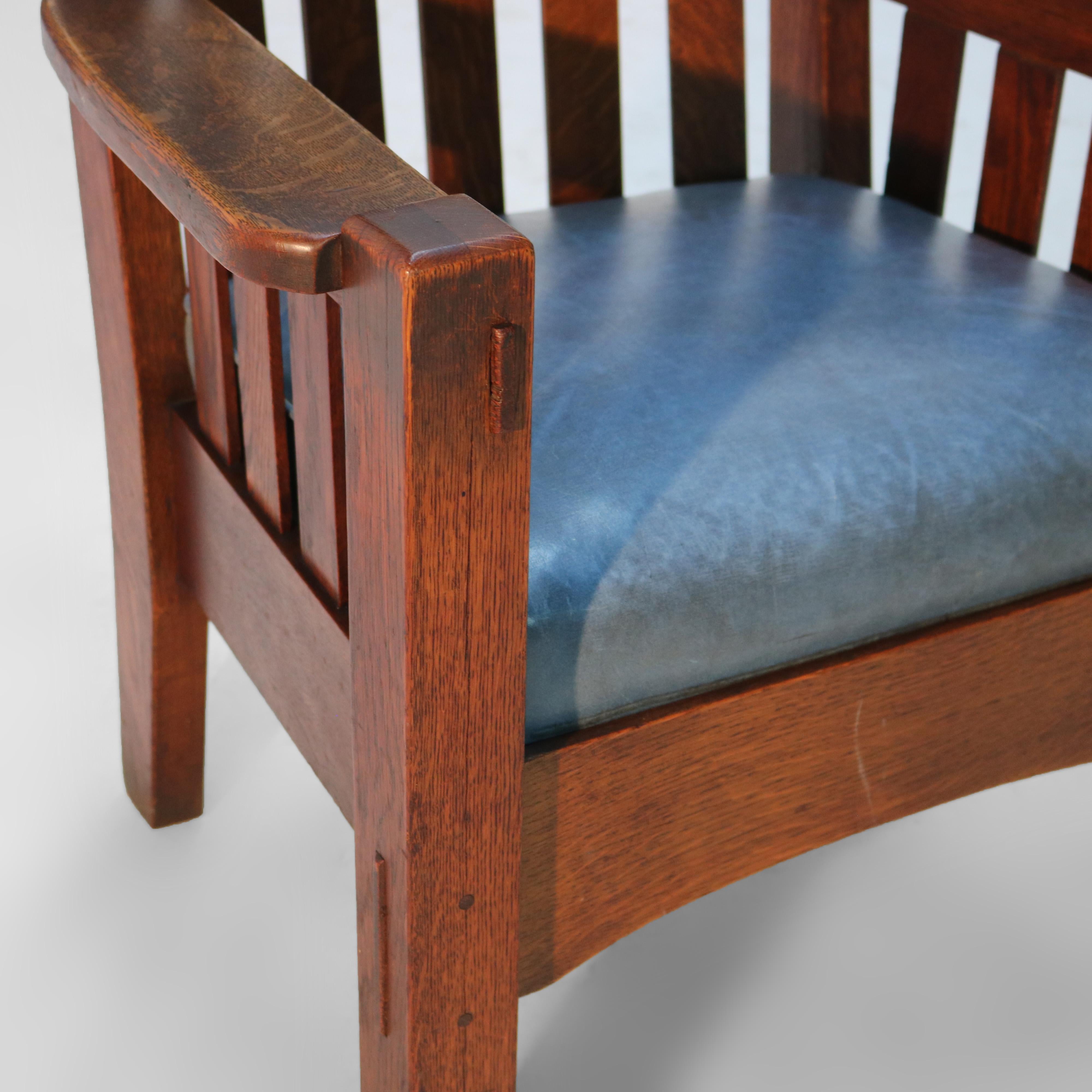 Antique Harden Line Arts & Crafts Mission Oak Slat Back Arm Chair C1910 For Sale 8