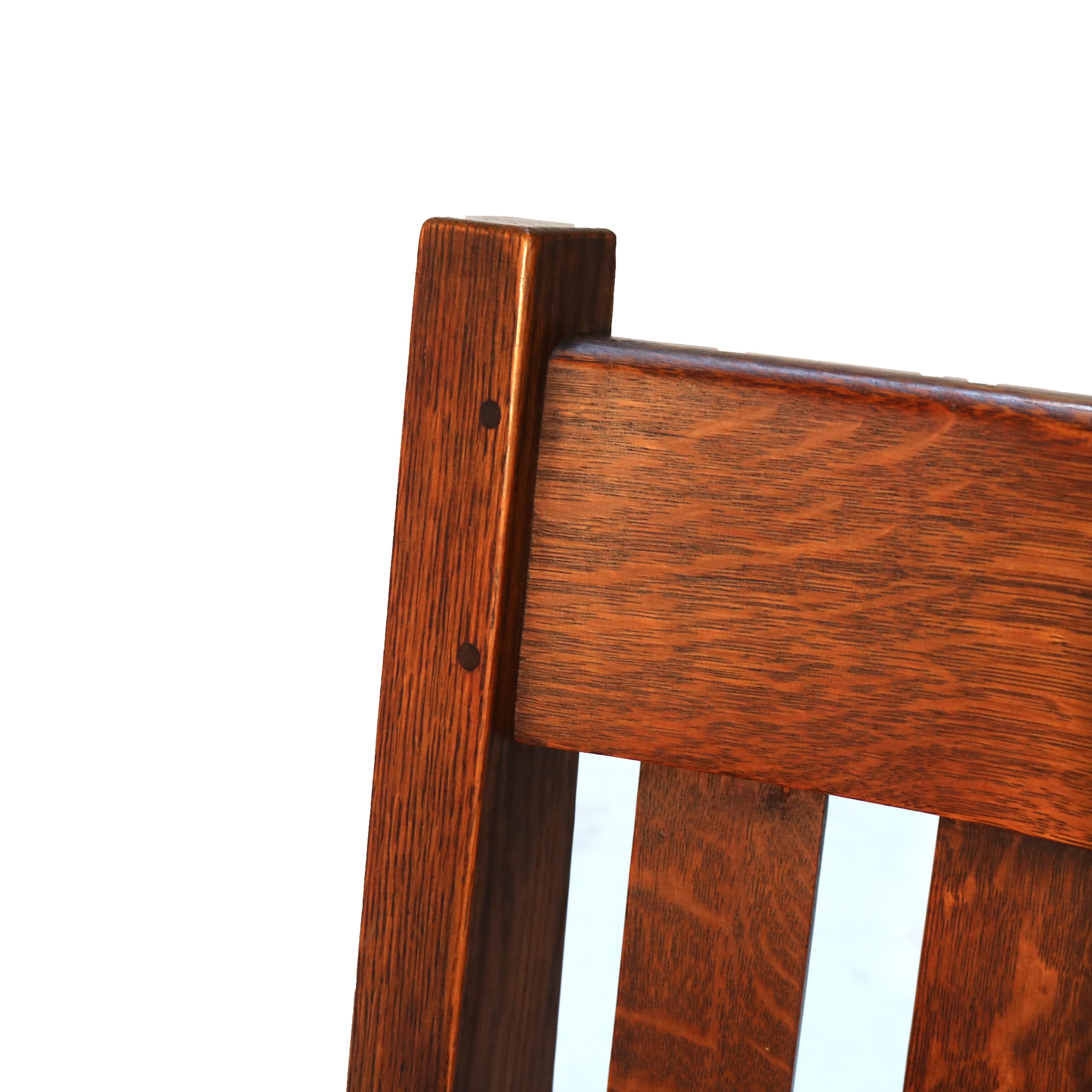 Arts and Crafts Antique Harden Line Arts & Crafts Mission Oak Slat Back Arm Chair C1910 For Sale