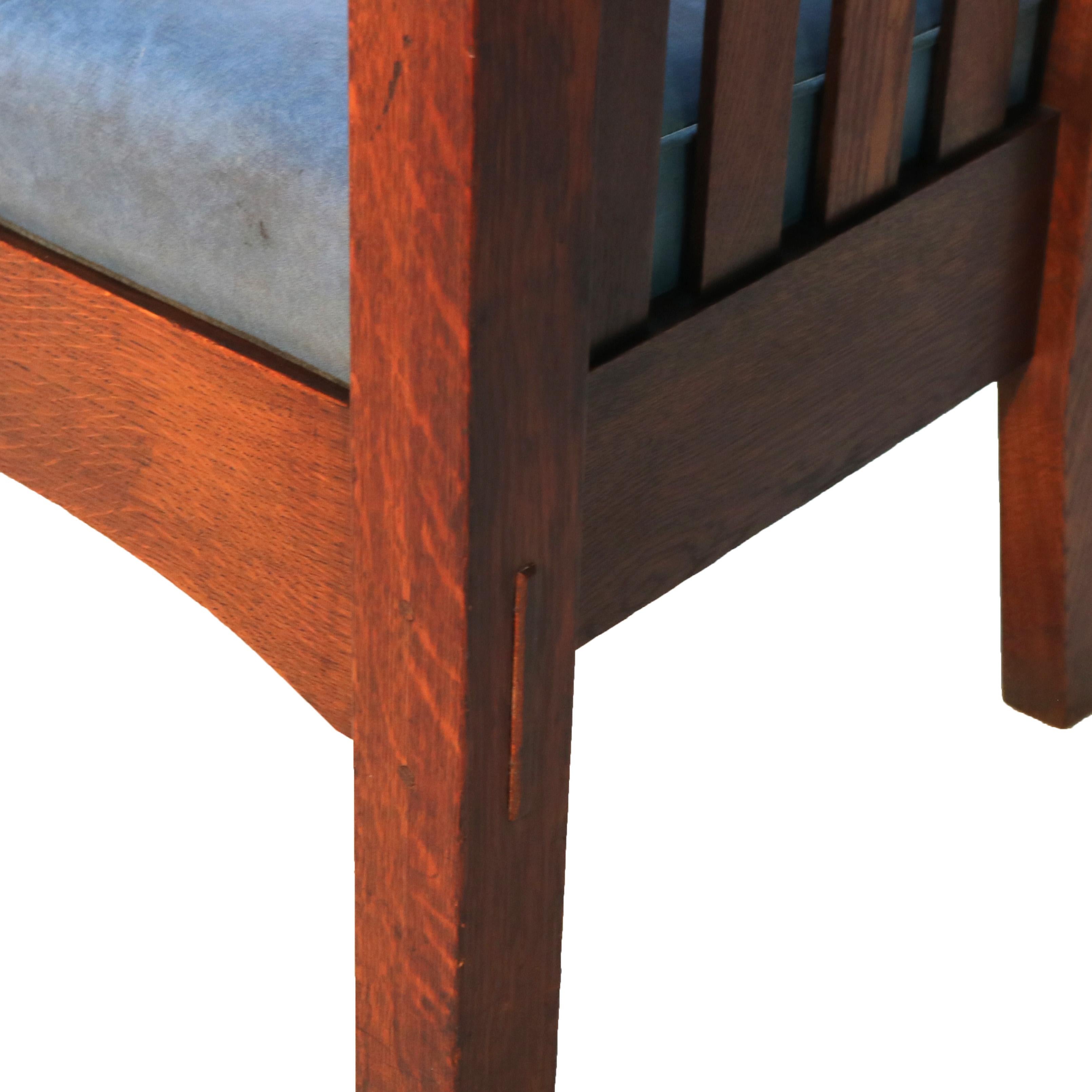 20th Century Antique Harden Line Arts & Crafts Mission Oak Slat Back Arm Chair C1910 For Sale