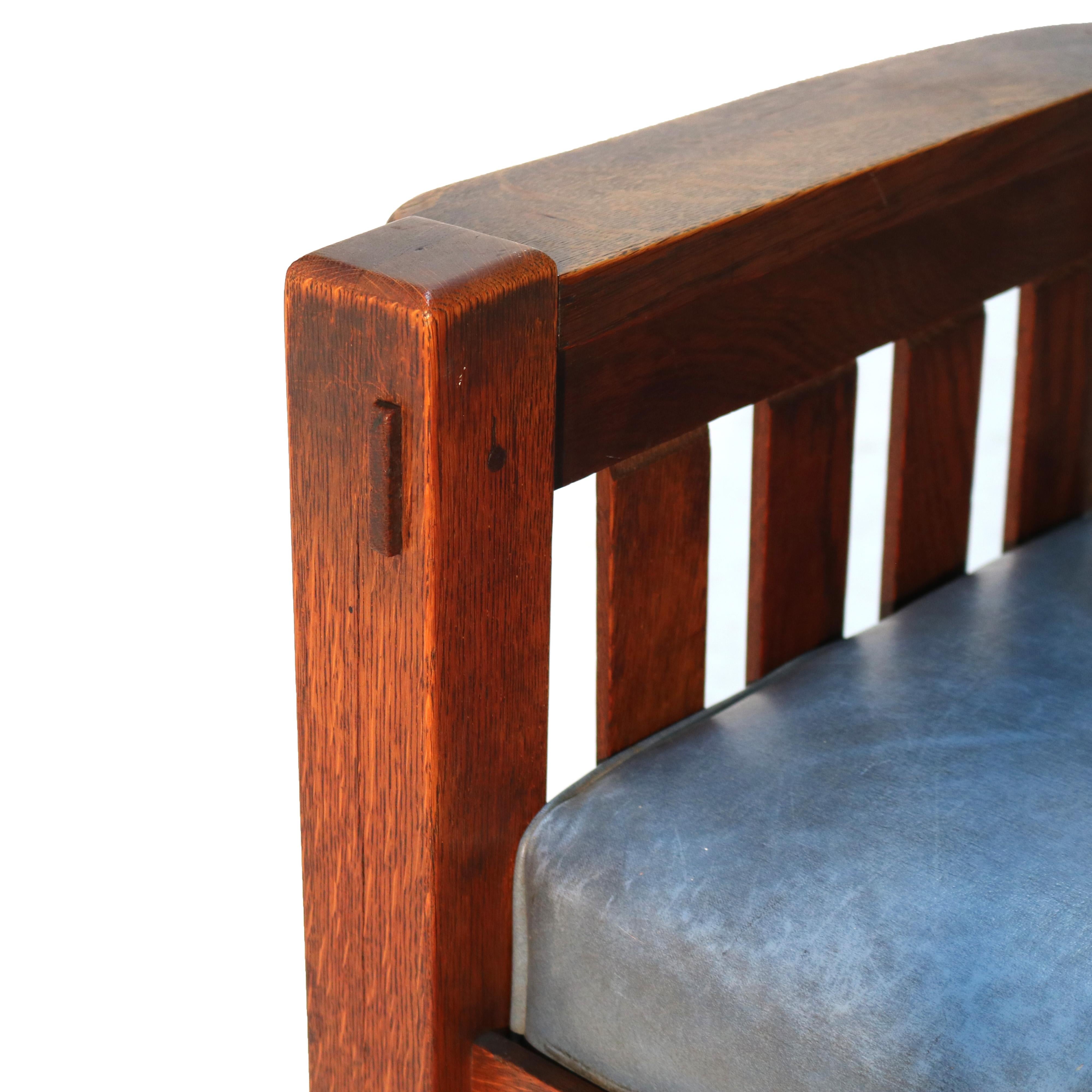 Antique Harden Line Arts & Crafts Mission Oak Slat Back Arm Chair C1910 For Sale 1