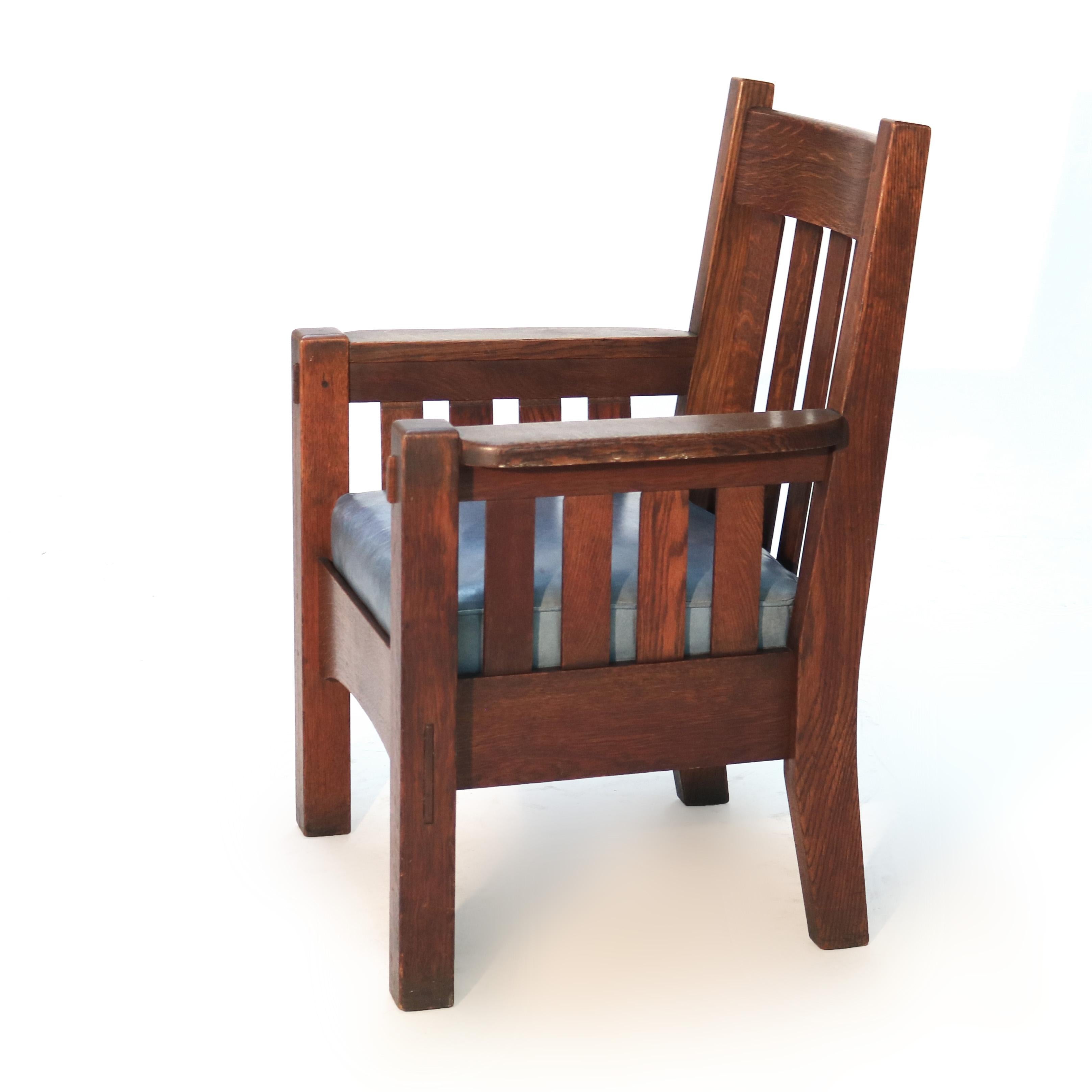 Antique Harden Line Arts & Crafts Mission Oak Slat Back Arm Chair C1910 For Sale 2
