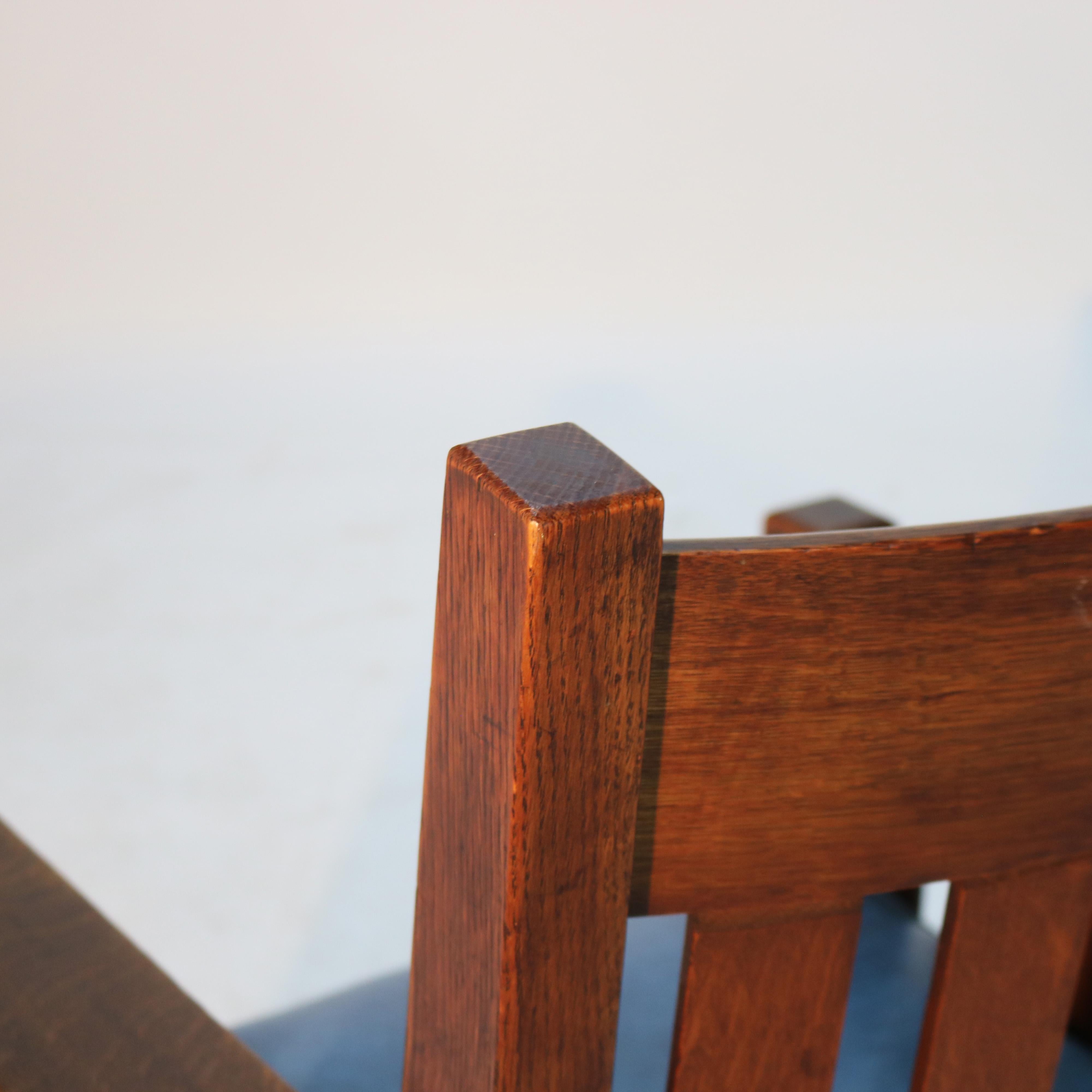 Antique Harden Line Arts & Crafts Mission Oak Slat Back Arm Chair C1910 For Sale 4