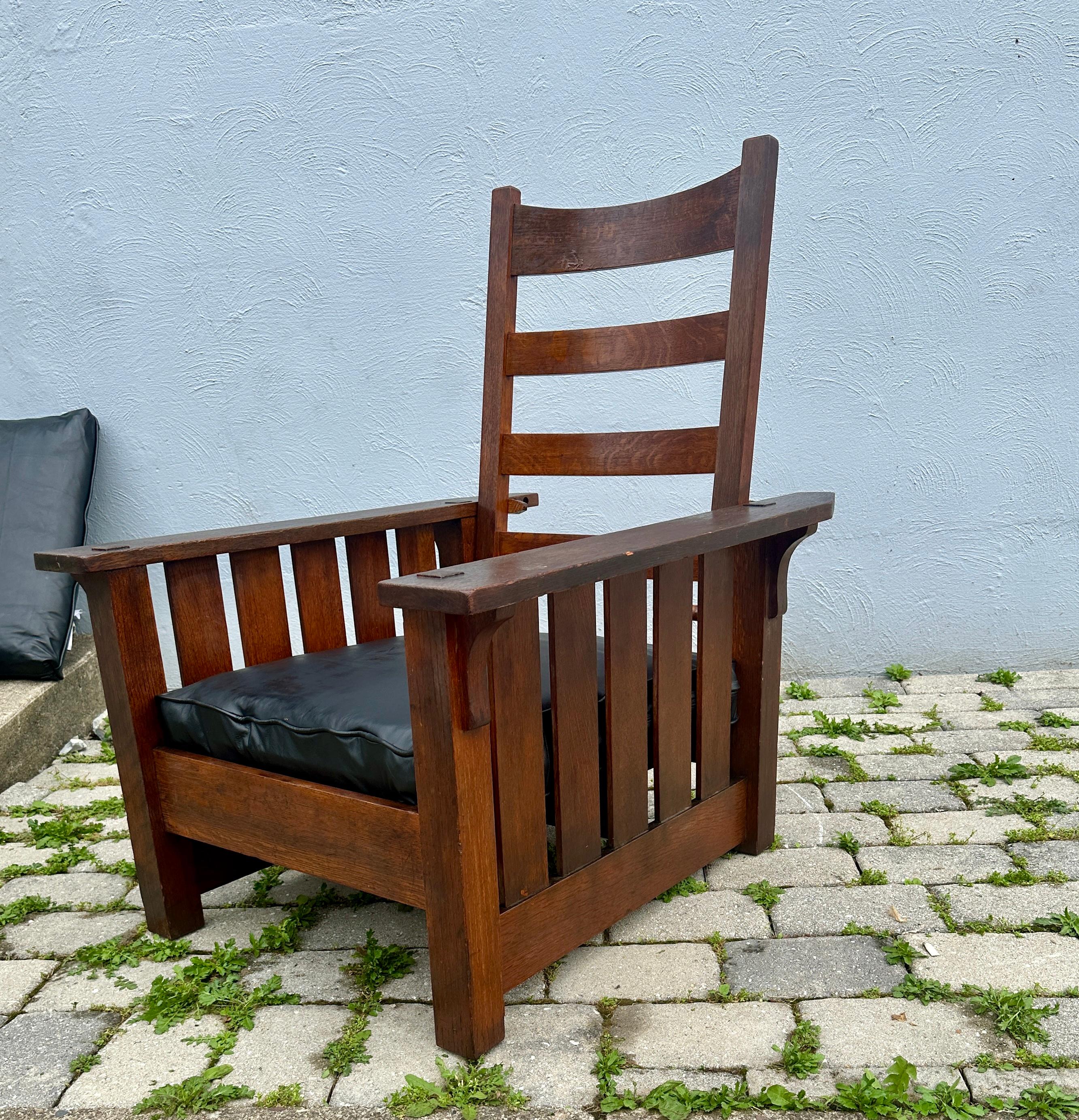 Antique ARTS and CRAFRS nice HARDEN Morris Chair recliner Stickley era - W7906 4
