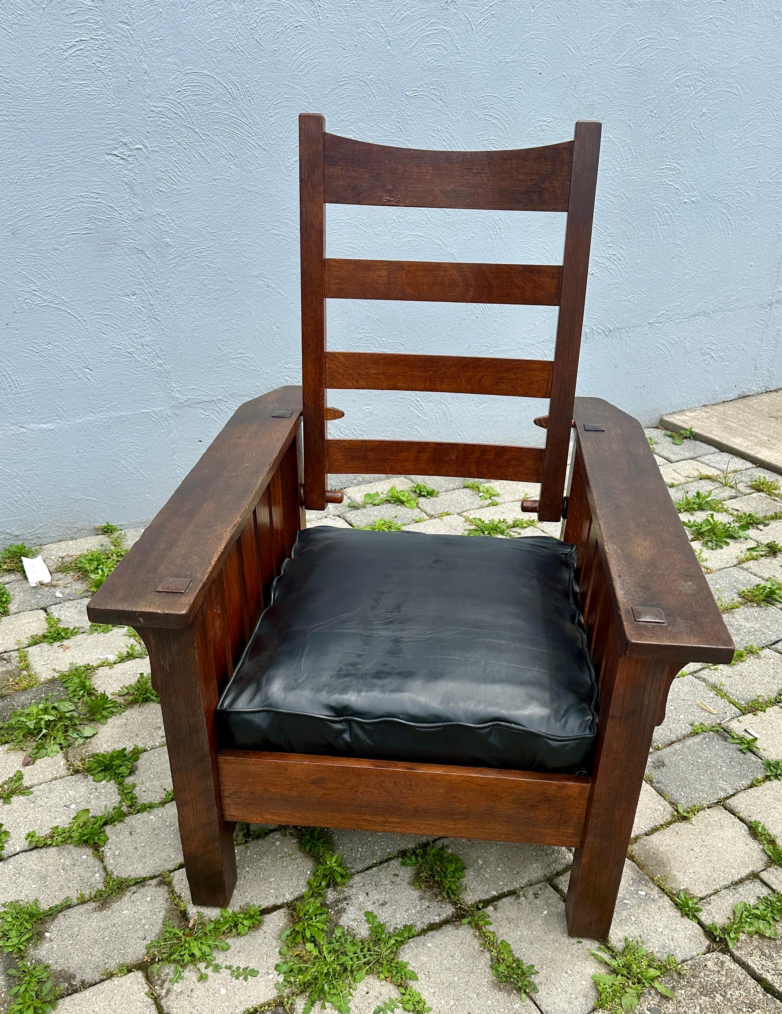 Antique ARTS and CRAFRS nice HARDEN Morris Chair recliner Stickley era - W7906 7