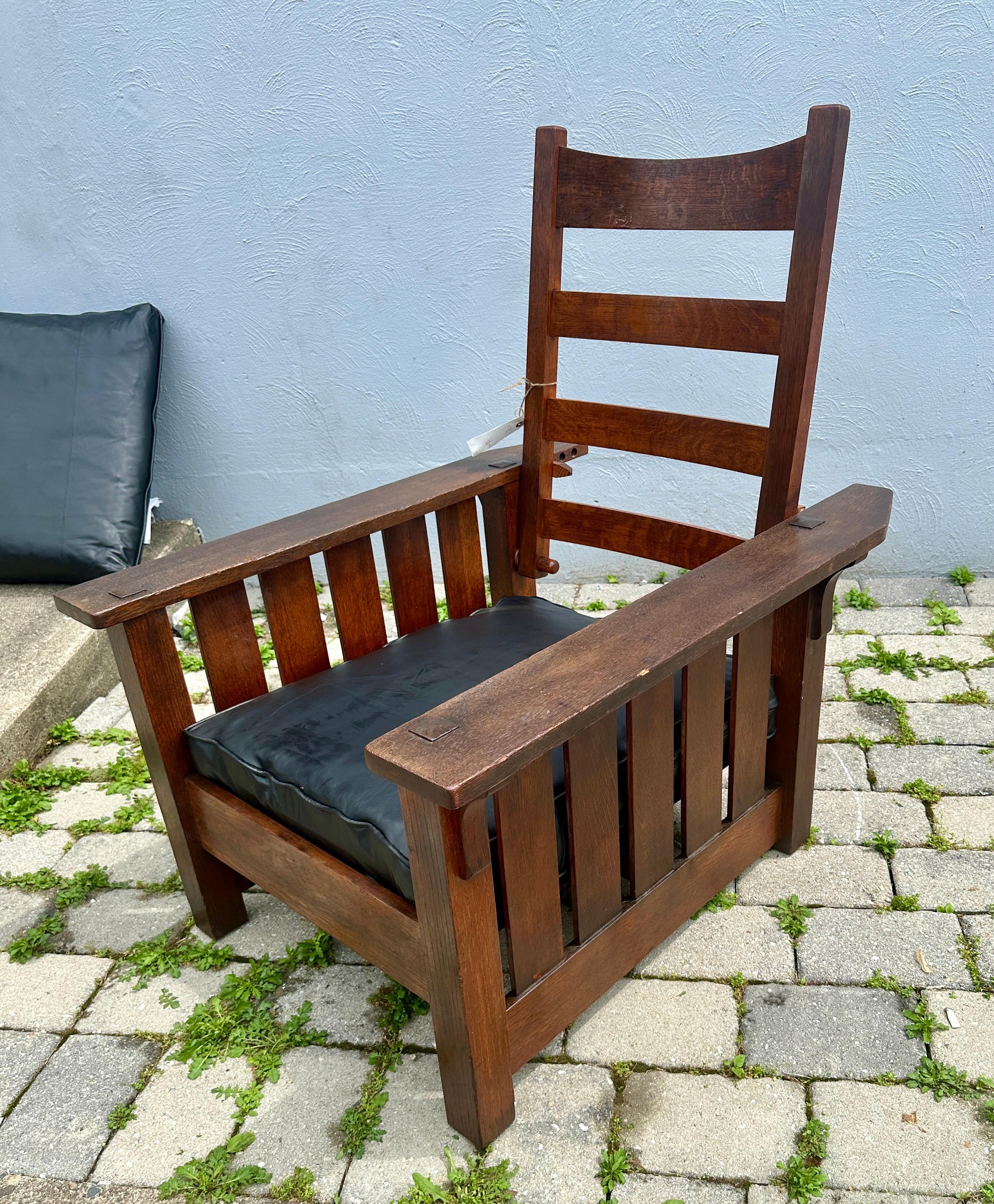 Antique ARTS and CRAFRS nice HARDEN Morris Chair recliner Stickley era - W7906 10
