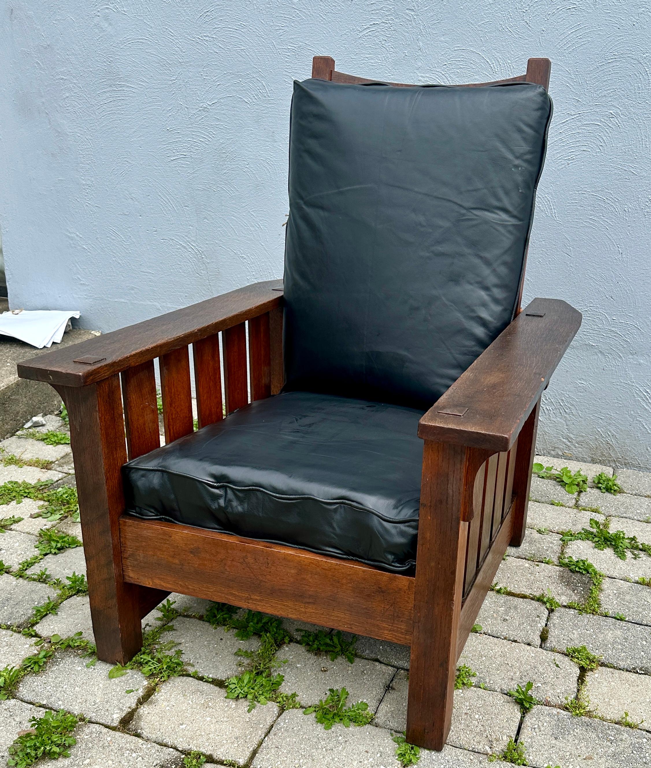 Antique ARTS and CRAFRS nice HARDEN Morris Chair recliner Stickley era - W7906 11