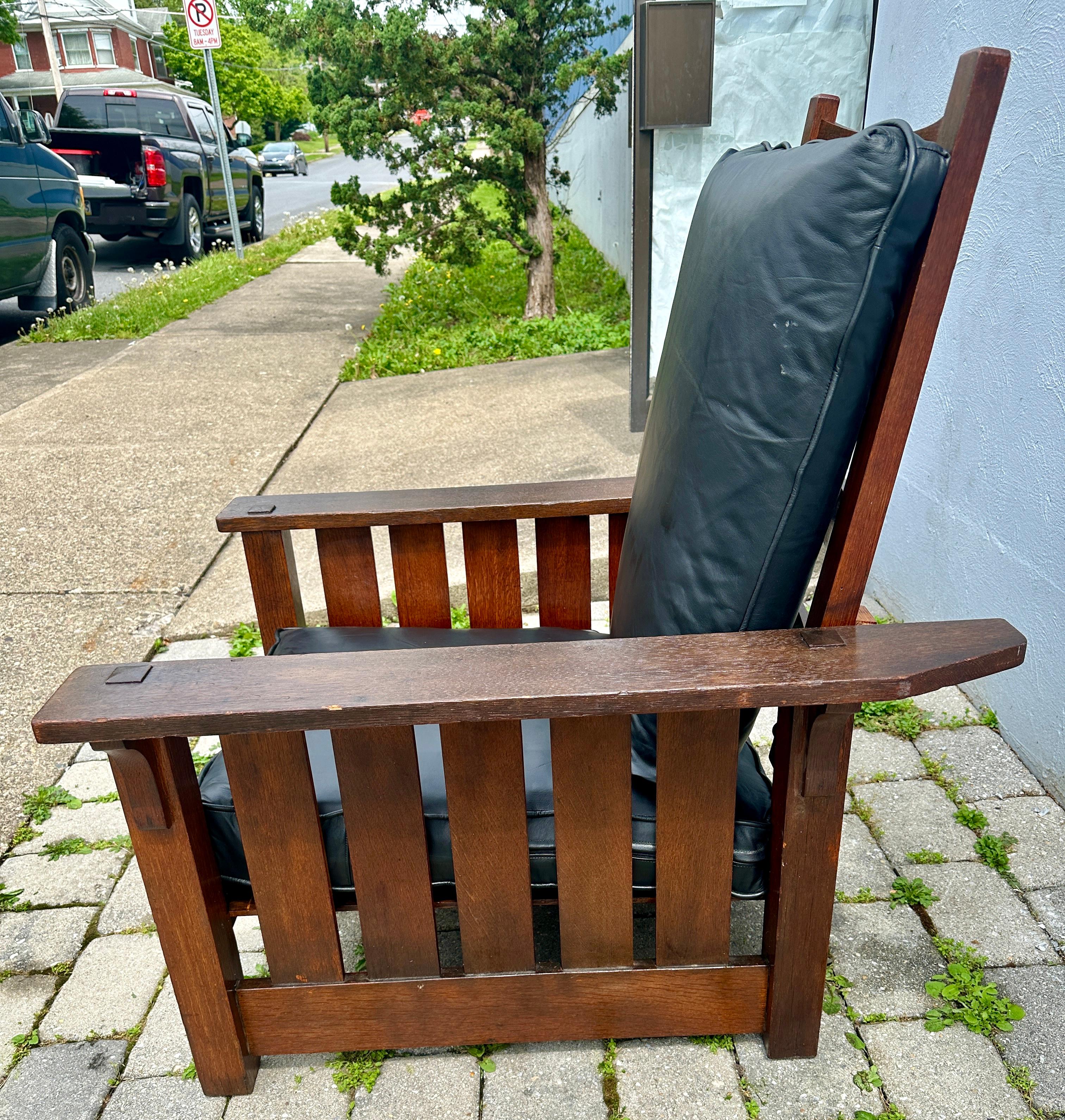 Antique ARTS and CRAFRS nice HARDEN Morris Chair recliner Stickley era - W7906 12