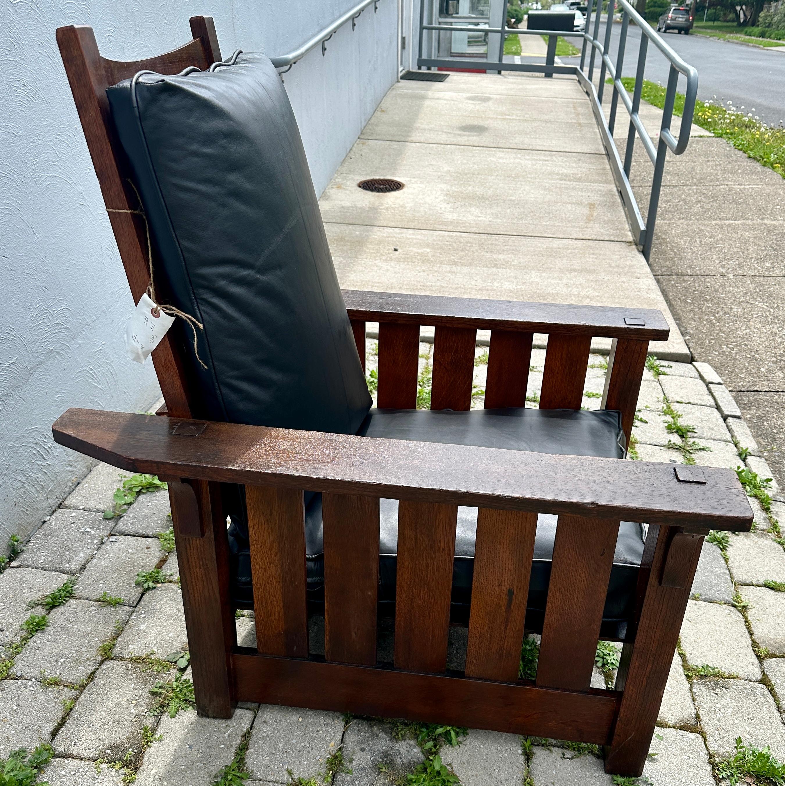 Antique ARTS and CRAFRS nice HARDEN Morris Chair recliner Stickley era - W7906 13
