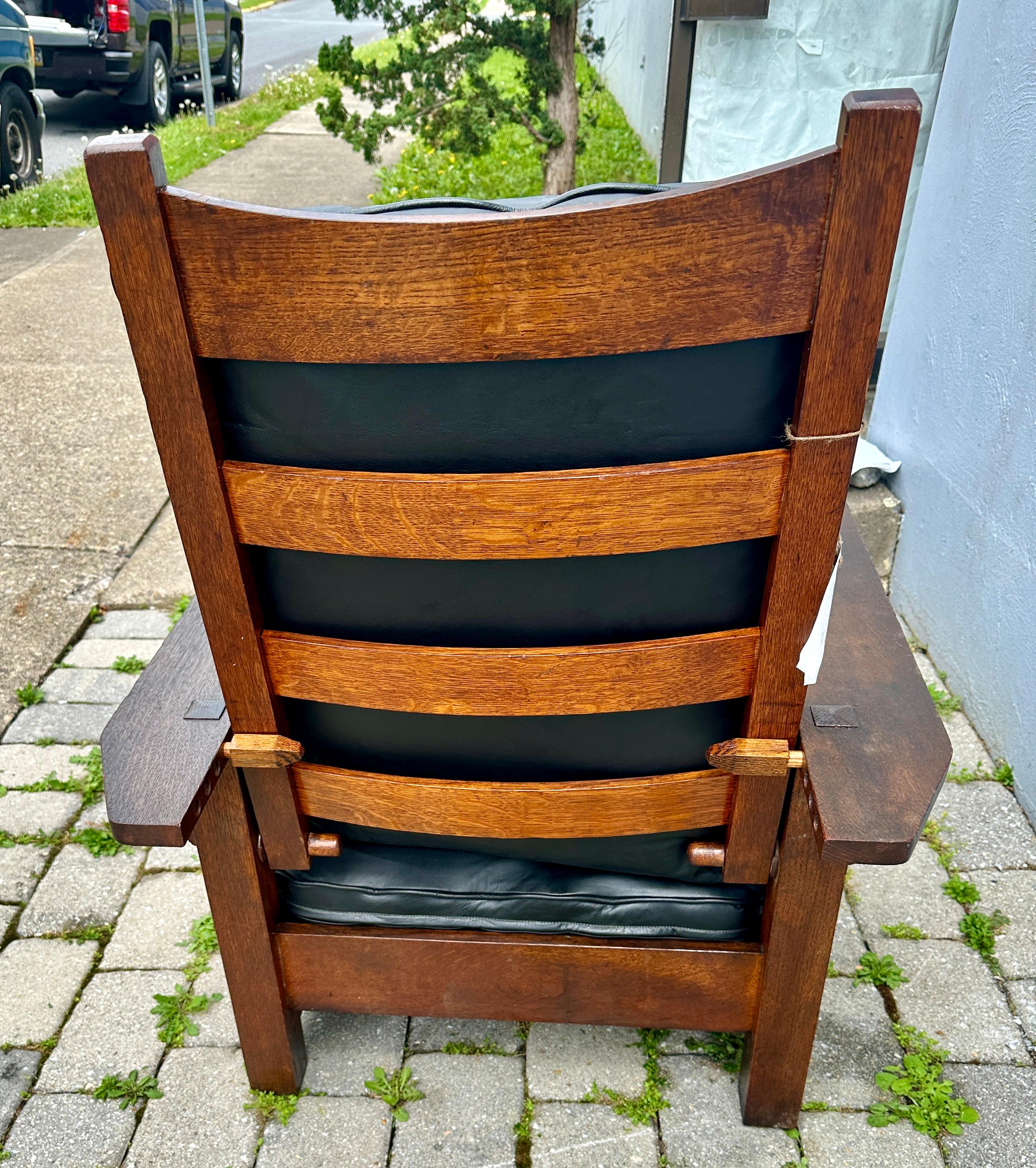 American Antique ARTS and CRAFRS nice HARDEN Morris Chair recliner Stickley era - W7906