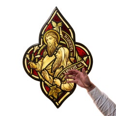 Antique Hardman & Co Ecclesiastical Quatrefoil Stained Glass Panel