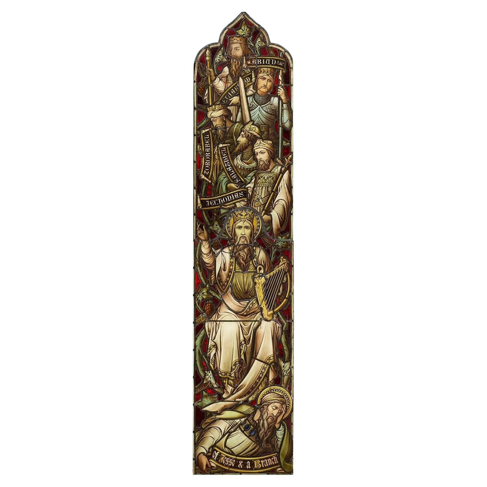 Antique Hardman & Co Ecclesiastical Stained Glass Window of Kings (vitrail ecclésiastique des rois)