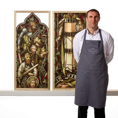 Antique Hardman & Co Stained Glass Panel of Biblical Kings