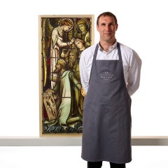 Antique Hardman & Co Stained Glass Window of Religious Scene