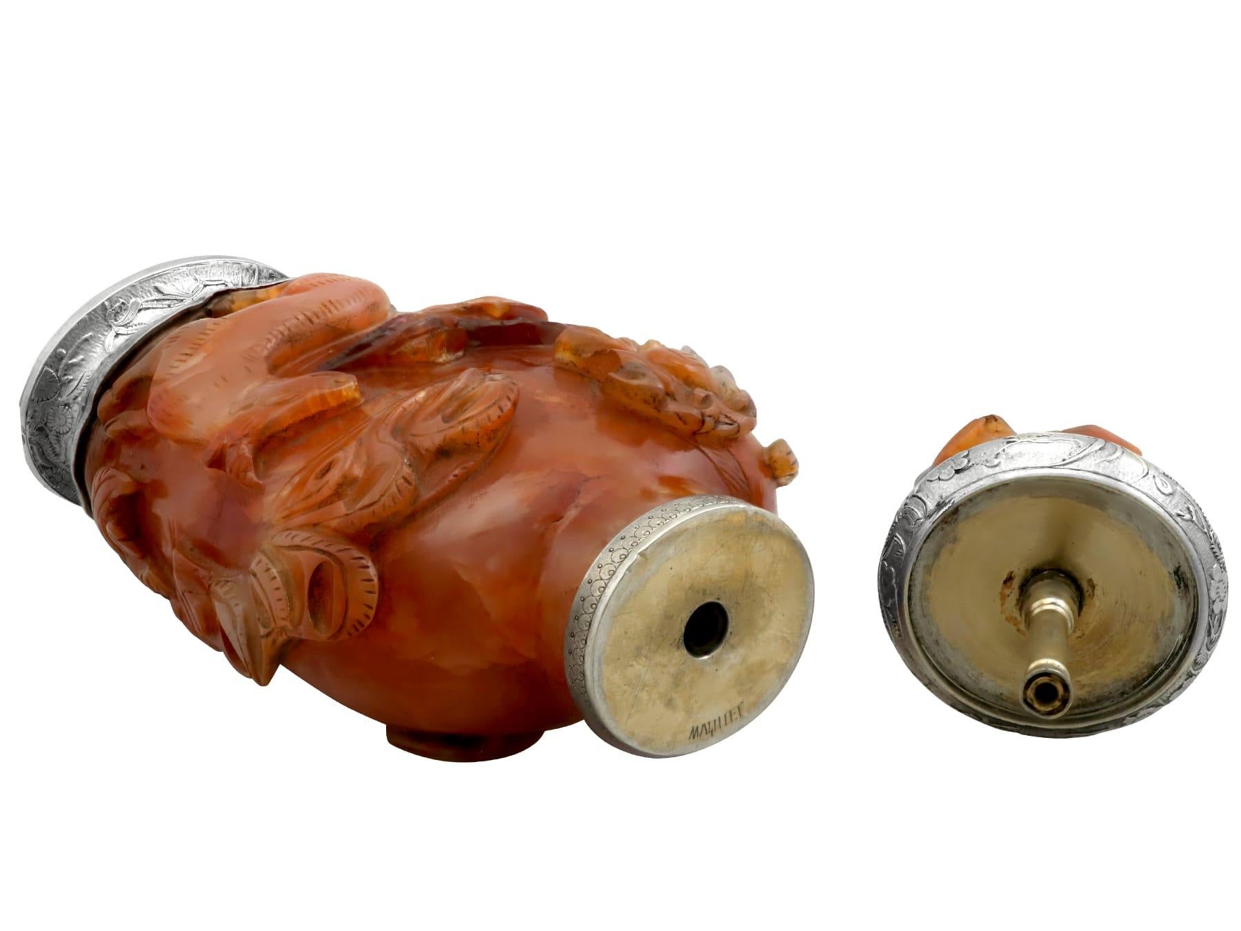 Antico flacone per profumi in pietra dura e argento, circa 1840 in vendita 6