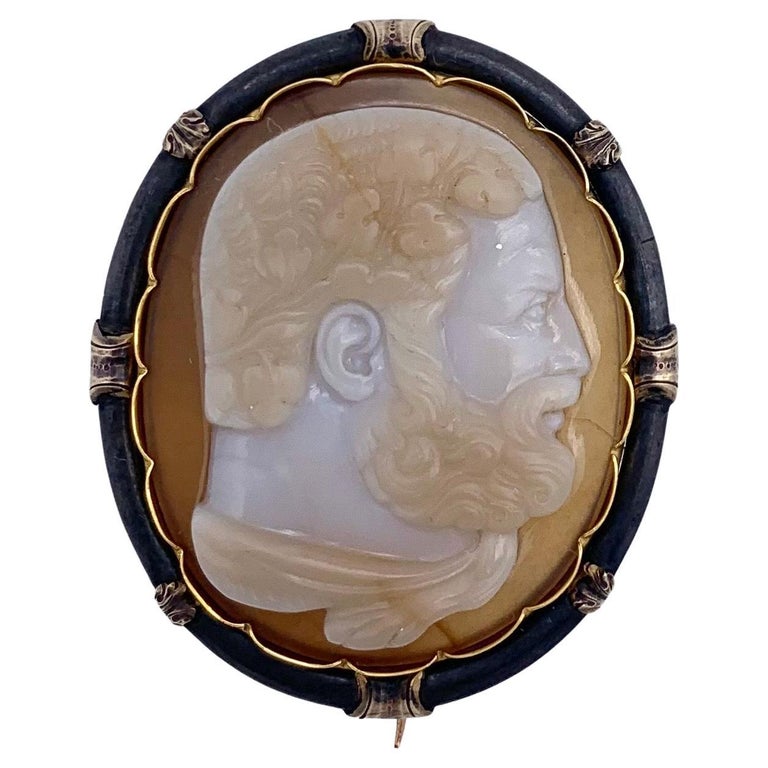 Camée En Plâtre Profil Masculin - Époque XIXème Siècle, Décoration Vintage