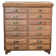 Antique Hardware or Apothecary Cabinet with Brass Center Cup Pull