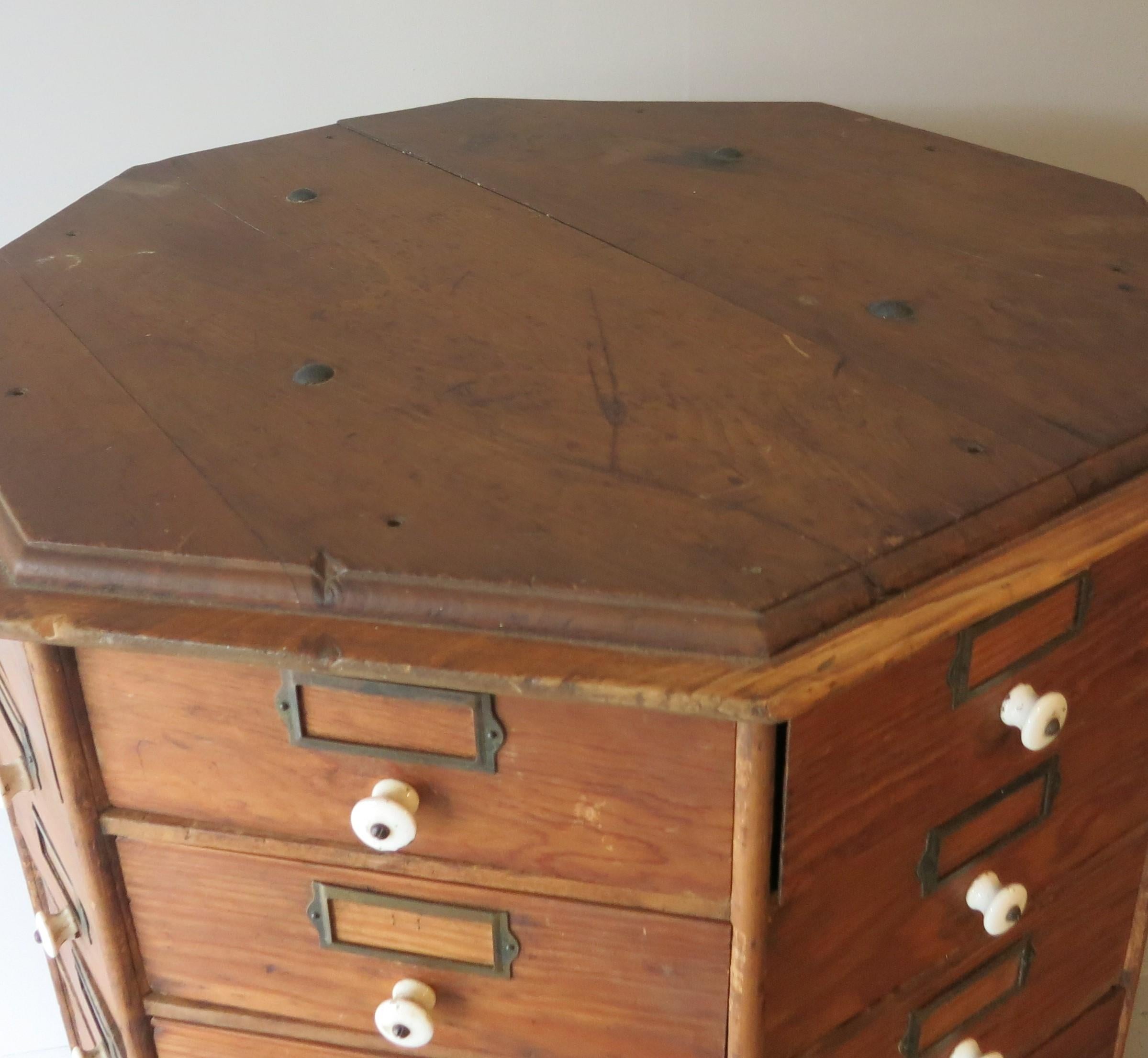 American Bolt and Screw Company revolving hardware store cabinet. Patented 1903. It is 52