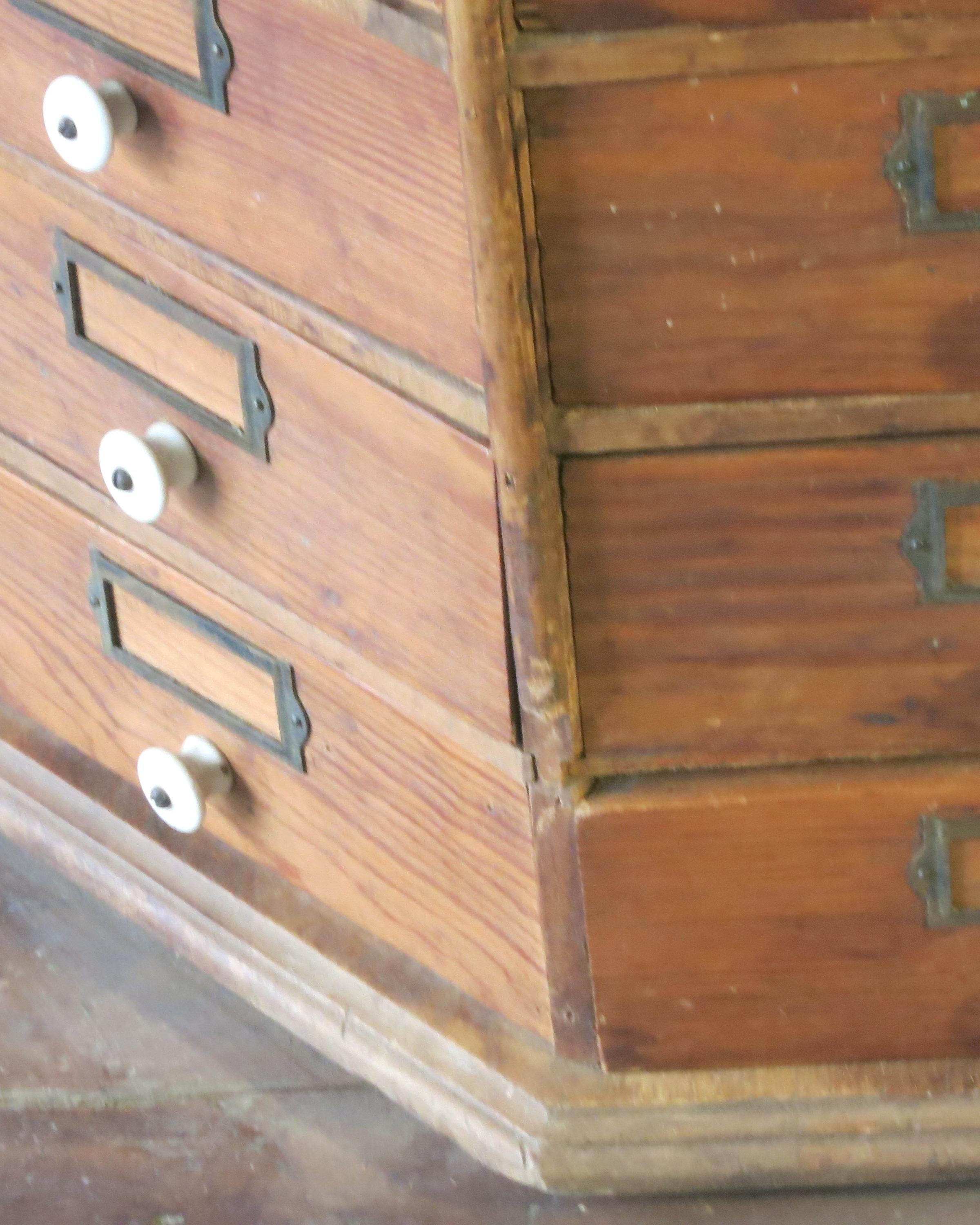 Early 20th Century Antique Hardware Store Revolving Bolts and Screw Cabinet 80 Drawers For Sale