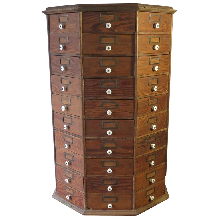 Antique Hardware Store Revolving Bolts and Screw 80 Drawers For Sale at 1stDibs