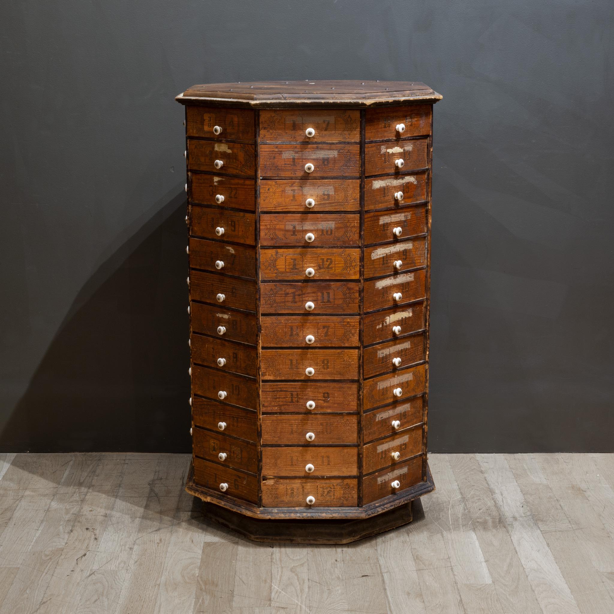 Antique Rotating Hardware Store Screw and Bolt Cabinet c.1900 In Good Condition In San Francisco, CA