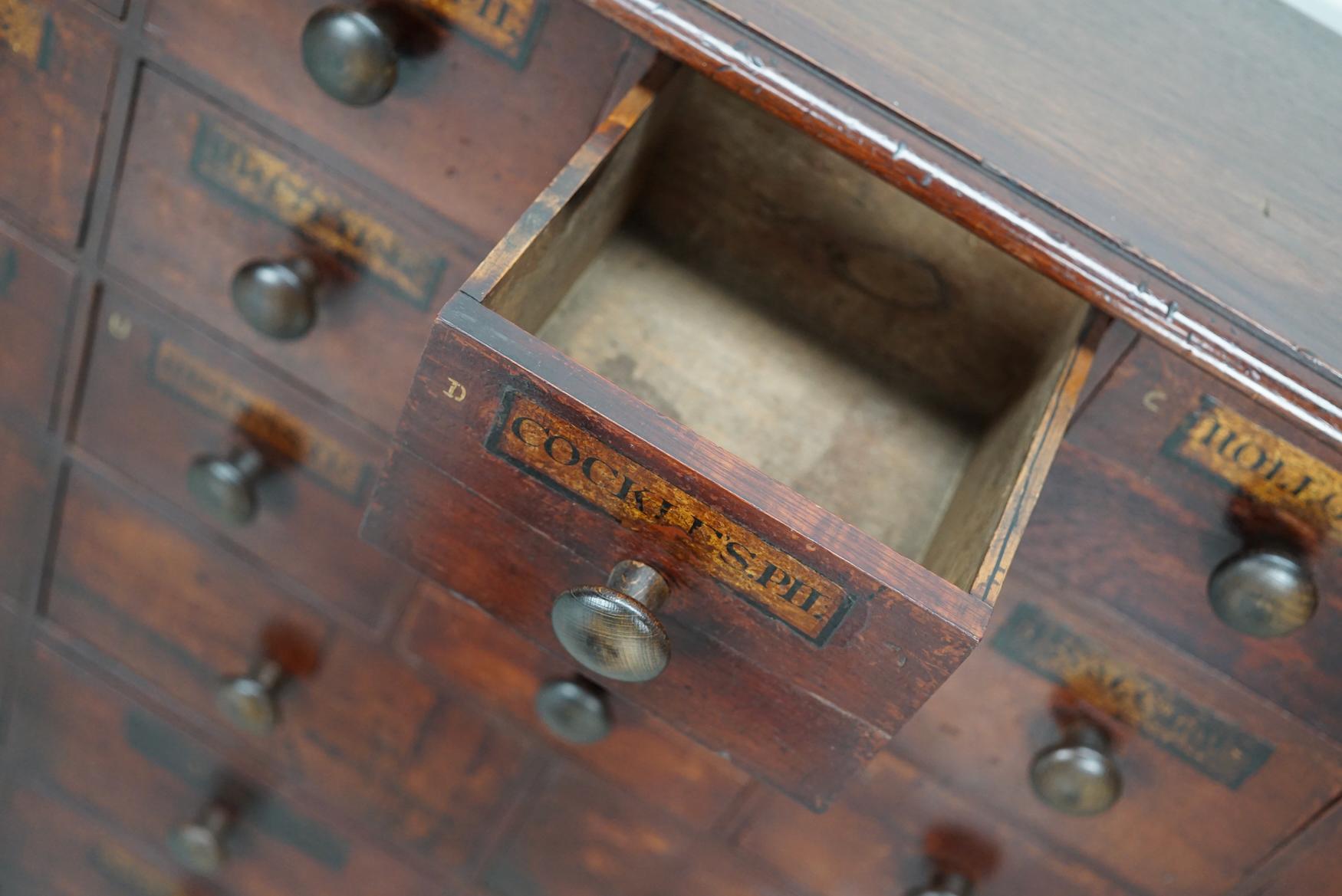 Antique Hardwood Apothecary Cabinet / Bank of Drawers, England, 19th Century For Sale 7