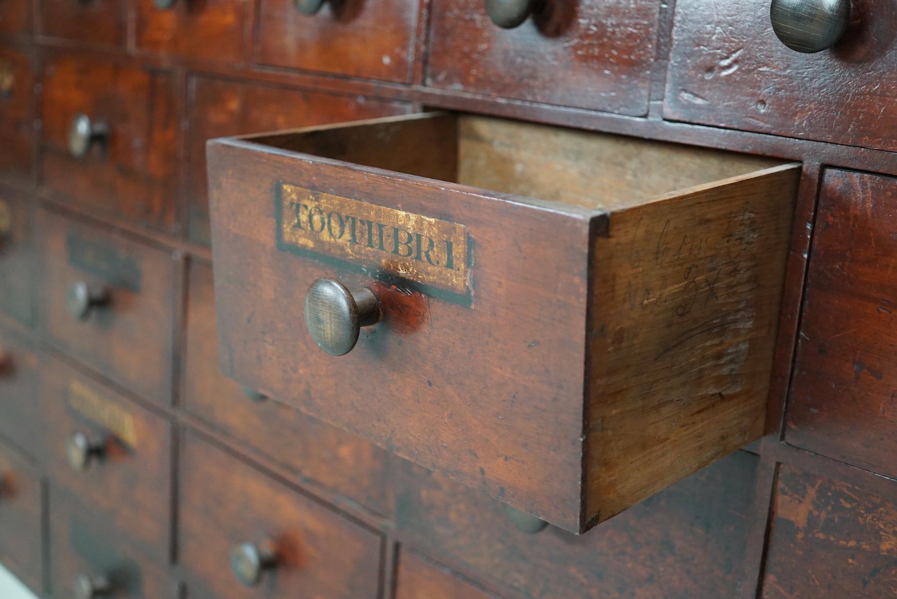 Antique Hardwood Apothecary Cabinet / Bank of Drawers, England, 19th Century For Sale 9