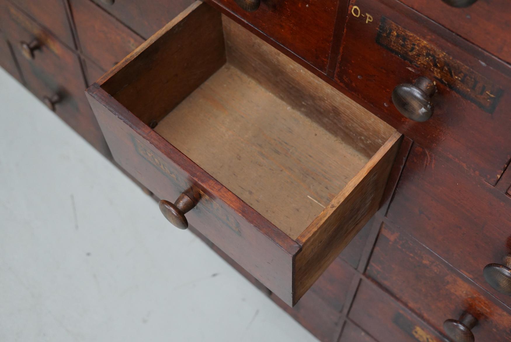 Antique Hardwood Apothecary Cabinet / Bank of Drawers, England, 19th Century For Sale 10