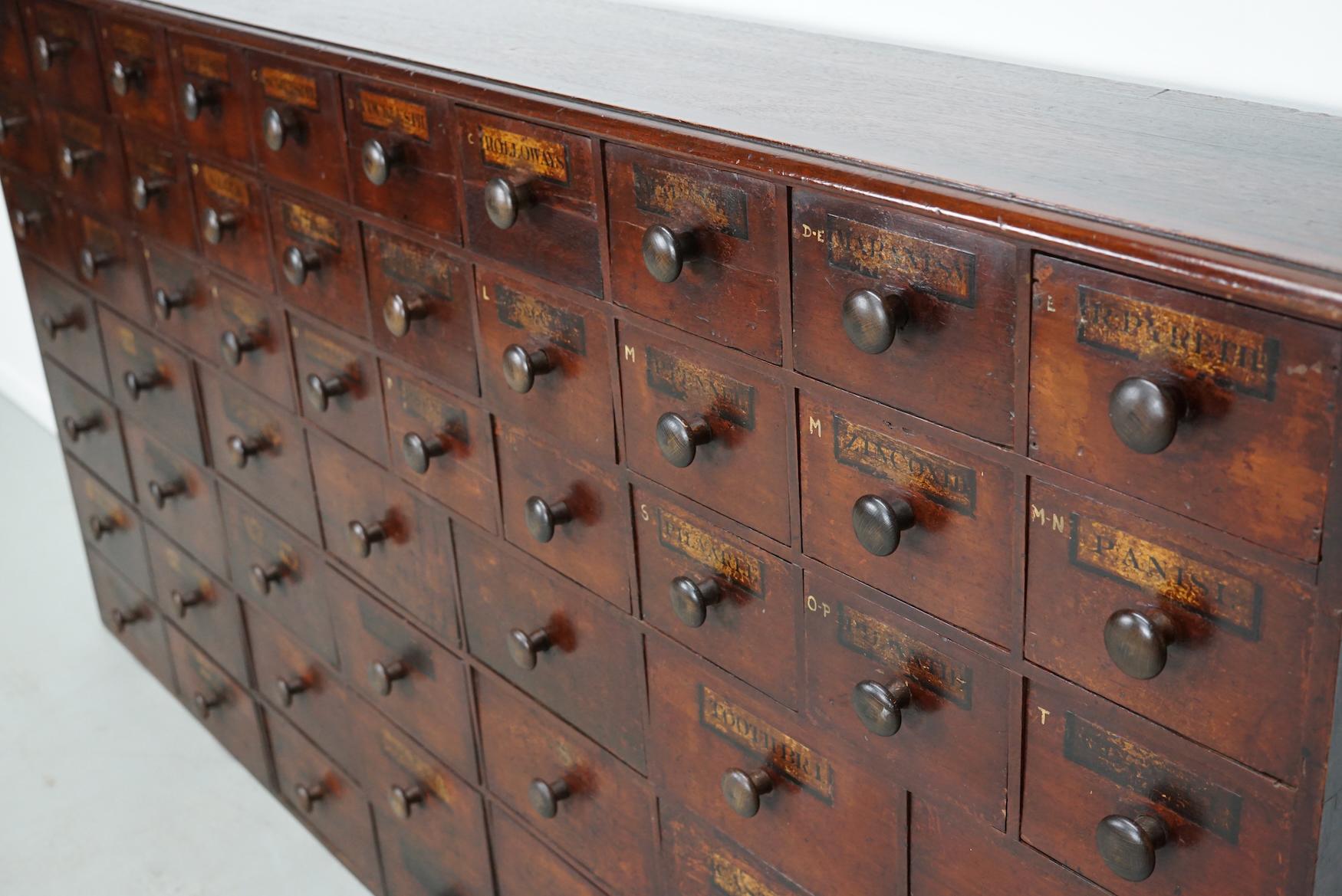 Antique Hardwood Apothecary Cabinet / Bank of Drawers, England, 19th Century For Sale 14