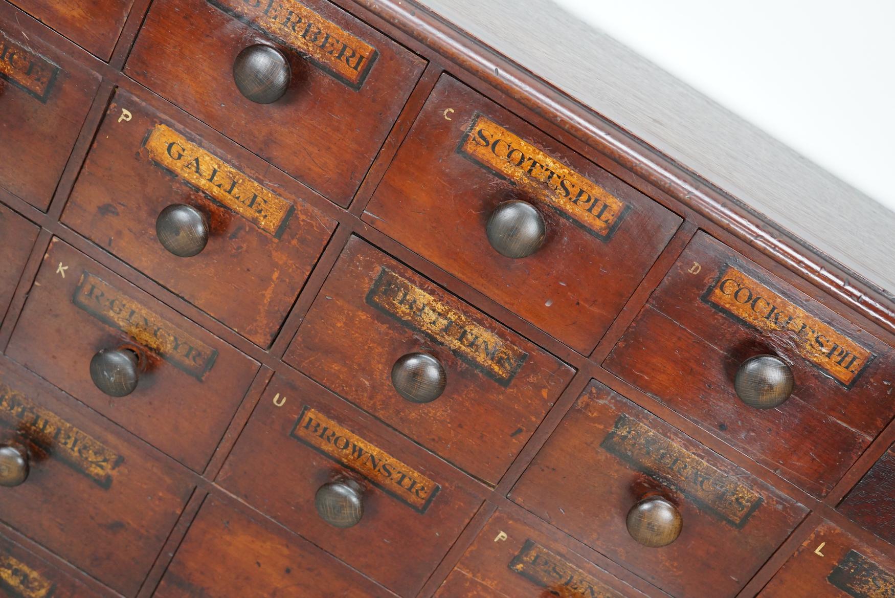 Wood Antique Hardwood Apothecary Cabinet / Bank of Drawers, England, 19th Century For Sale