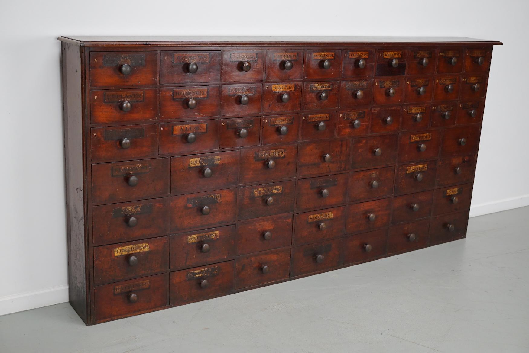 Antique Hardwood Apothecary Cabinet / Bank of Drawers, England, 19th Century For Sale 2