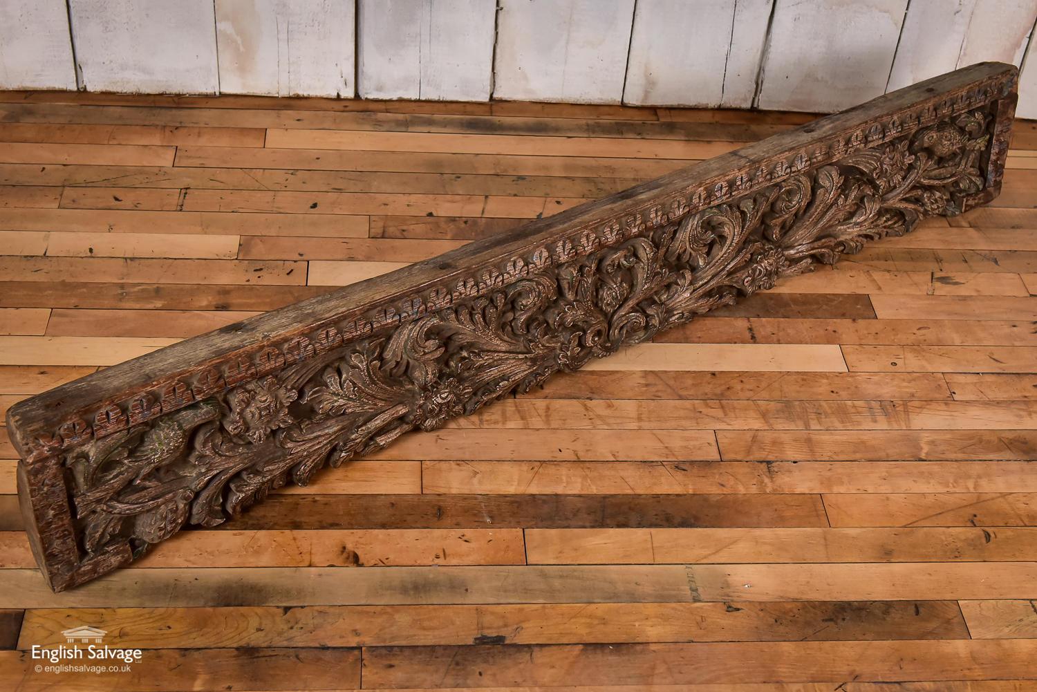 Teak Antique Hardwood Carved Panel, 20th Century For Sale