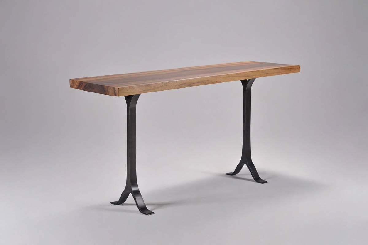 Antique Hardwood Console Table on Sand-Cast Base by P. Tendercool In New Condition In Bangkok, TH