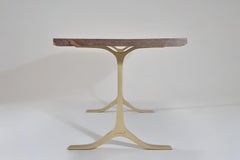 Table console ancienne en bois de feuillus sur base en laiton moulé en sable par P. Tendercool