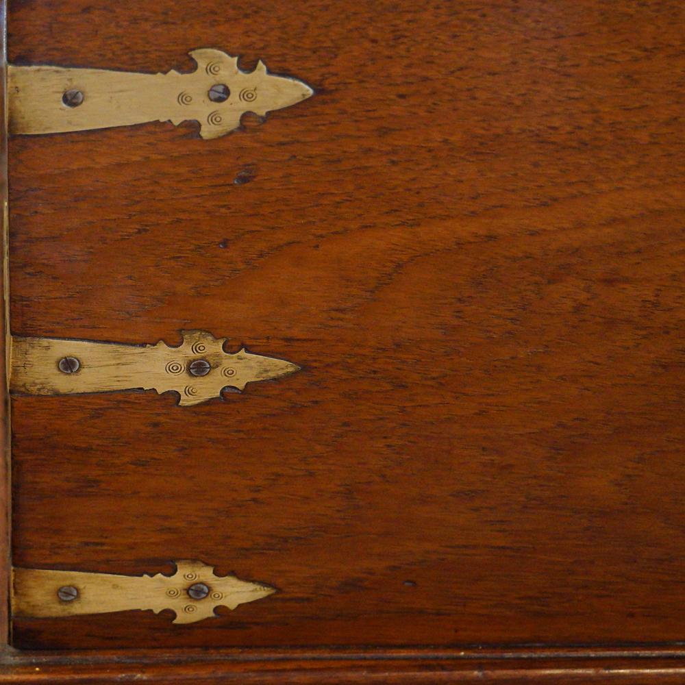 Antique hardwood merchants valuables chest
This antique hardwood merchants valuables chest was made in the 19th century.
Merchants would need to have secure storage for items that they were taking for their precious goods, as they travelled along