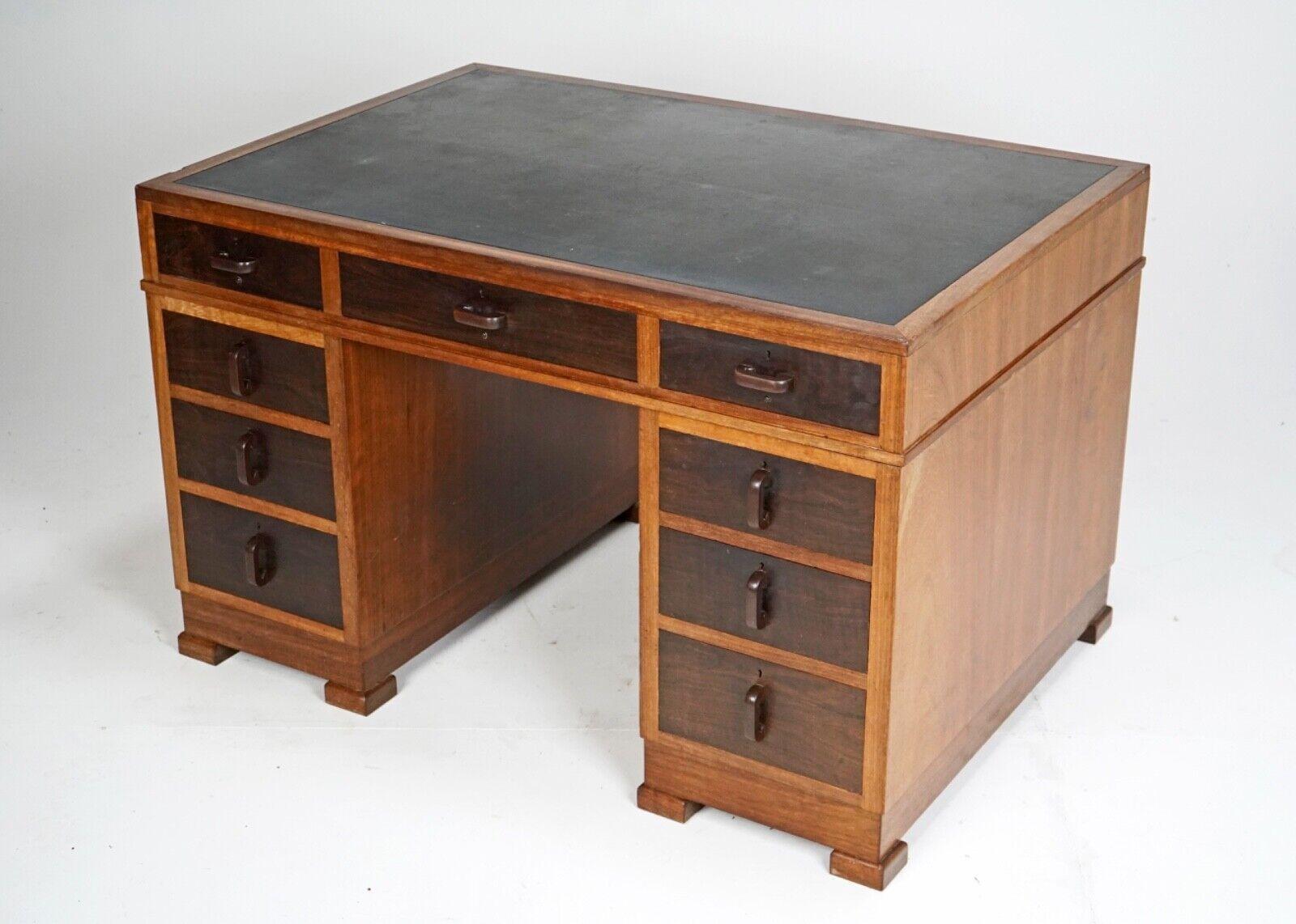 British Antique Hardwood Pedestal Desk For Sale