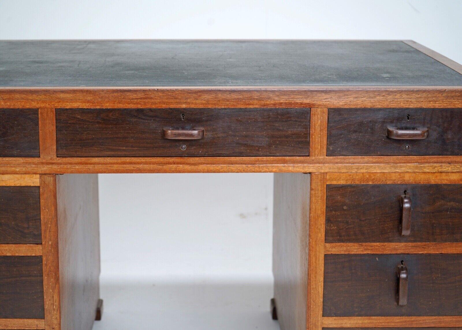 20th Century Antique Hardwood Pedestal Desk For Sale