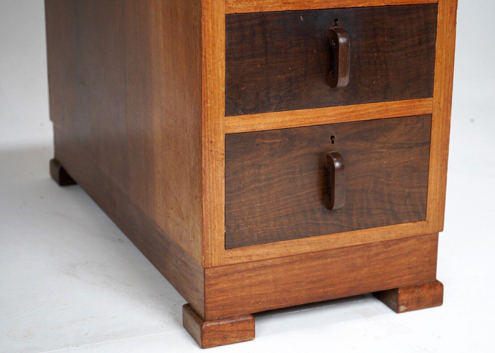 Wood Antique Hardwood Pedestal Desk For Sale