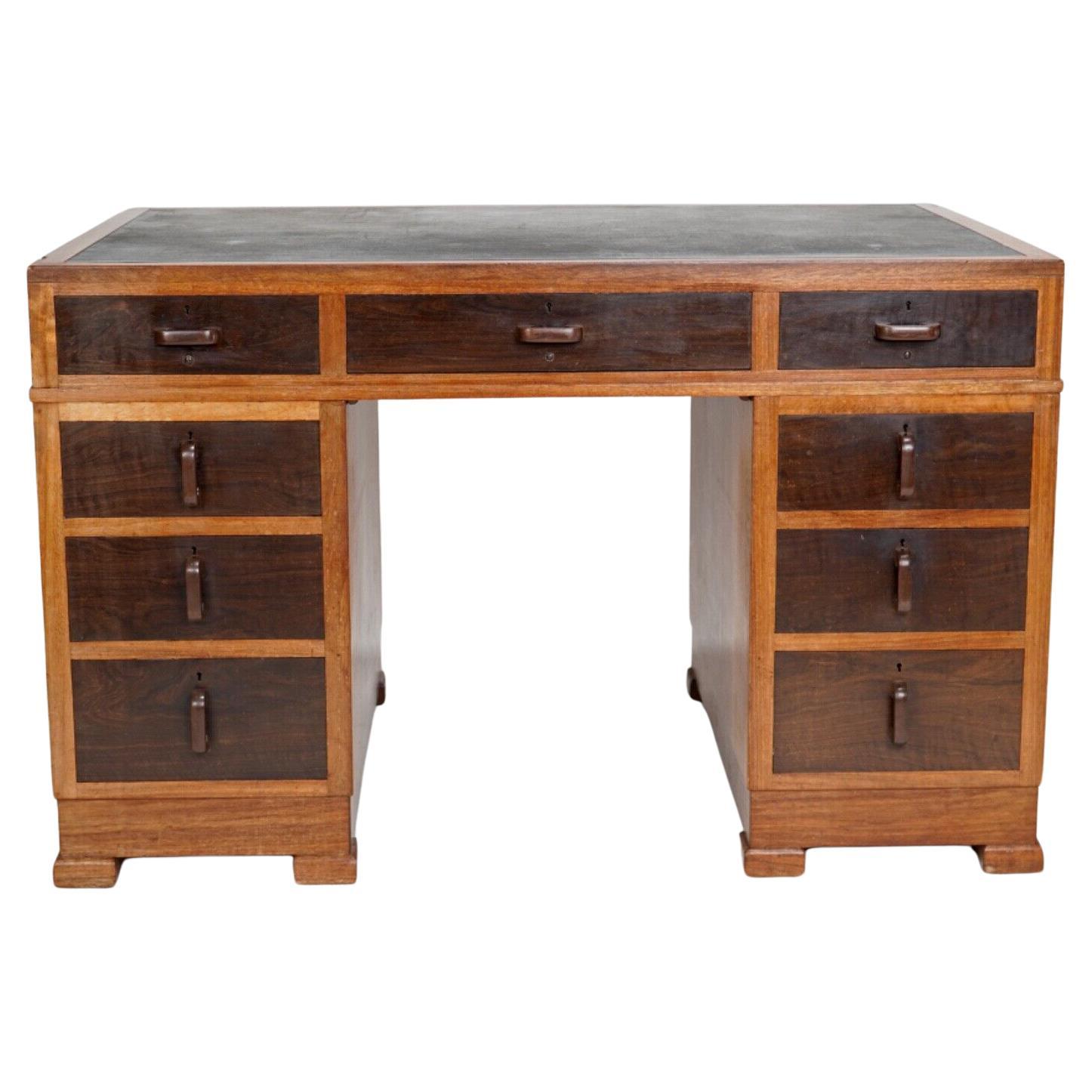 Antique Hardwood Pedestal Desk For Sale