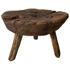 Antique Hardwood Stool from Guanajuato, Mexico