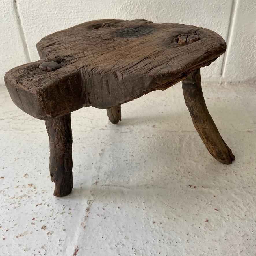 Mexican Antique Hardwood Stool from Mexico, circa 1890s