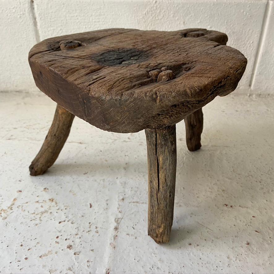 Antique Hardwood Stool from Mexico, circa 1890s 1