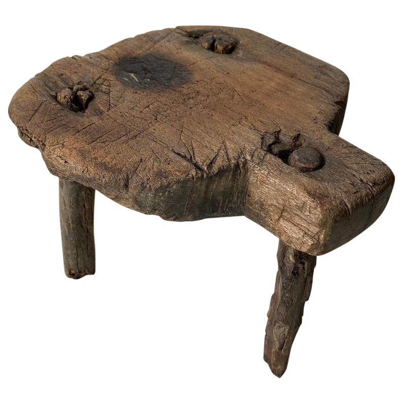 Antique Hardwood Stool from Mexico, circa 1890s
