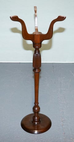 ANTIQUE HARDWOOD TRiPOD PEDESTAL PLANT TABLE STAND HAND TURNED COLUMN