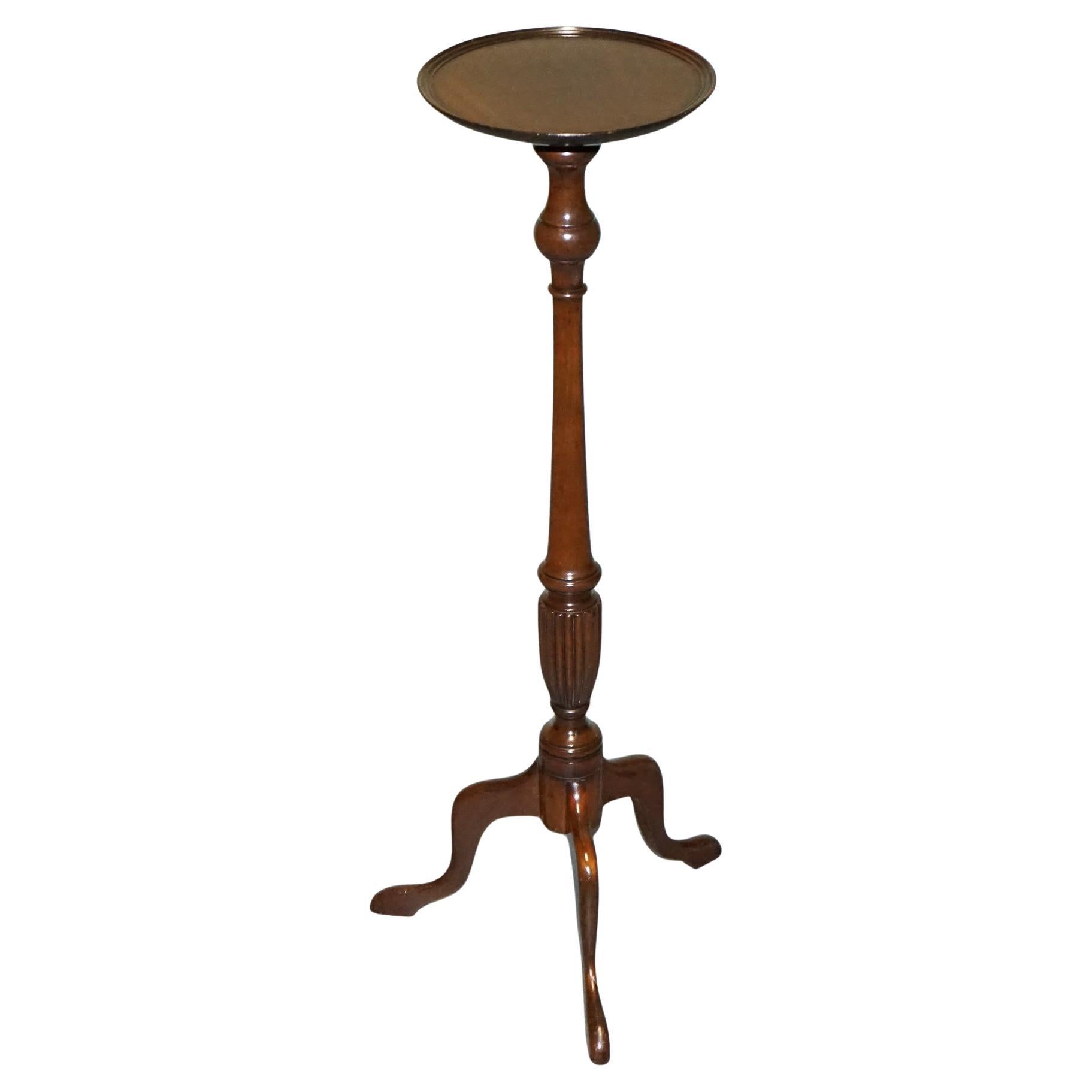 ANTIQUE HARDWOOD TRiPOD PEDESTAL PLANT TABLE STAND HAND TURNED COLUMN For Sale