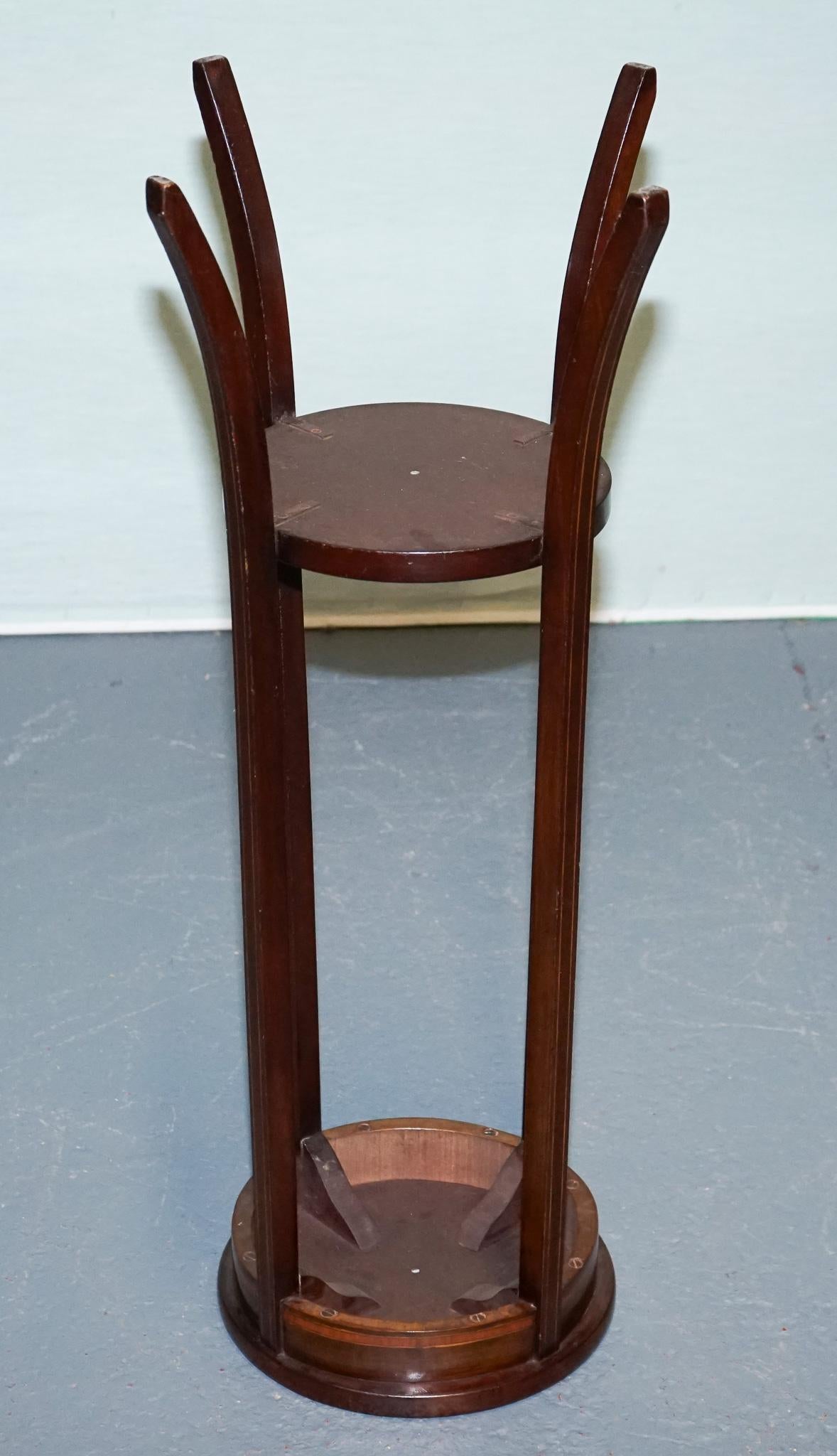 ANTIQUE HARDWOOD TWO TIER PLANT STAND WITH STARBURST MARQUETRY iNLAY en vente 2